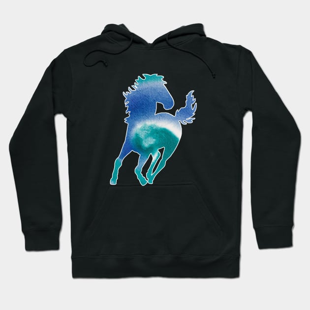 Horse Wave Watercolor Hoodie by hudayadi